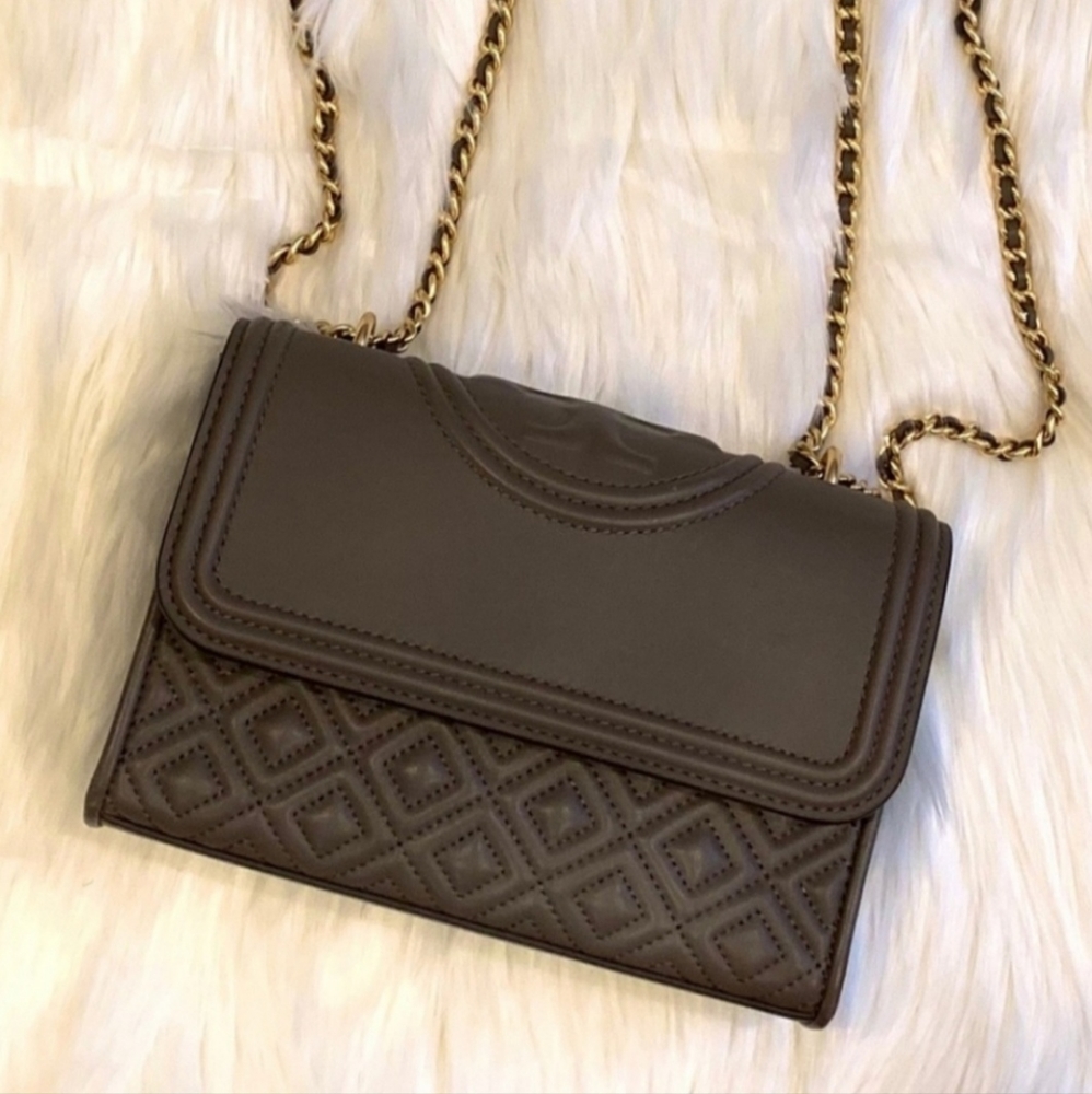Tory Burch Small Fleming Bag in Taupe